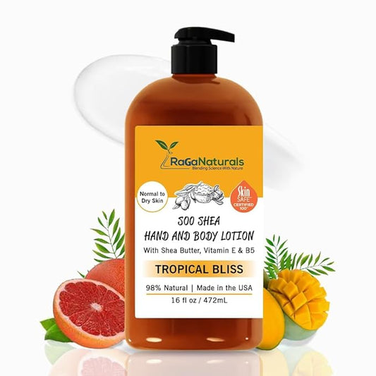 RaGaNaturals Natural Mango Body Lotion for Dry Skin - Tropical Bliss Moisturizer with Shea Butter, Vitamin E, B5, Argan & Avocado Oil - Refreshing Fruity Scent, Plant Based, Non-Greasy, Vegan - 16 Oz-GlimoraGlow