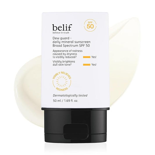 belif Dew Guard - Daily Mineral sun SPF 50 Hydrating Niacinamide Sunscreen (1.69 fl. oz) - Daily Broad Spectrum, Reduces Redness, No-White Cast, Non-Greasy, Korean Skincare-GlimoraGlow