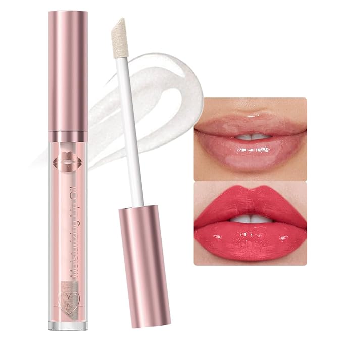 Hydrating Lip Gloss Oil - Nourishing Tinted Lip Oil for High-Shine Finish, Long-Lasting, Non-Sticky, Cruelty-Free Lip Plumper, Perfect with Lipstick & Peel-Off Lip Stain X-00#-GlimoraGlow