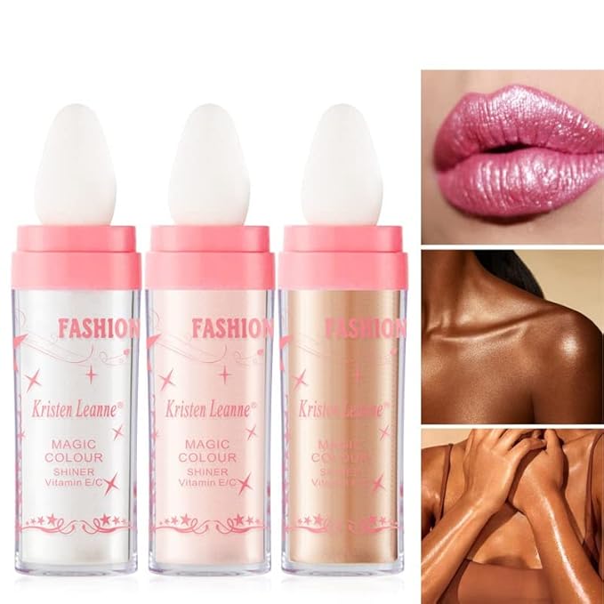 2 Pack Glitter Powder Highlighter Makeup, Body Brightens the Natural Three-Dimensional Face Blusher Patting Powder Highlighter. (01# White moonbeam)-GlimoraGlow