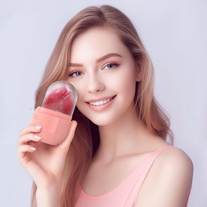 2Pcs Ice Face Roller, Reusable Silicone Mold Face Massage Eye Facial Beauty Skin Care Tools Apply Ice for Shrink Pores Anti Wrinkle Reduce Puffiness Improve Skin Elasticity, Seashell-GlimoraGlow