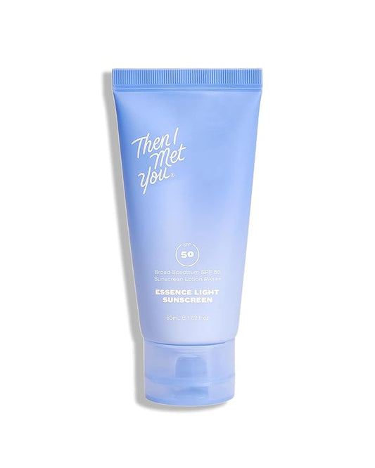 Then I Met You Essence Light Sunscreen, Broad Spectrum SPF 50 Lotion PA+++, with Hyaluronic Acid, Vegan, Cruelty-Free, 1.69 oz-GlimoraGlow