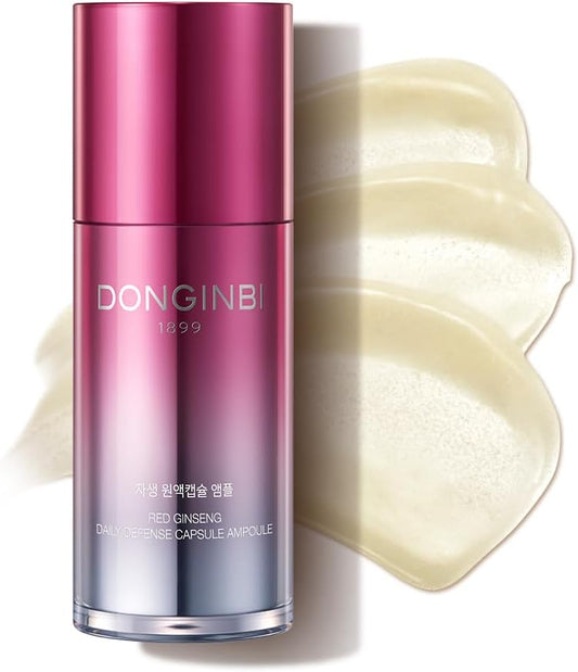 Donginbi Red Ginseng Daily Defense Capsule Ampoule - Glowing Serum, Firming & Skin Barrier Repair Face Mositruzier, Korean Red Ginseng, Skin Care Gifts for Women,1.01 floz / 30 ml-GlimoraGlow