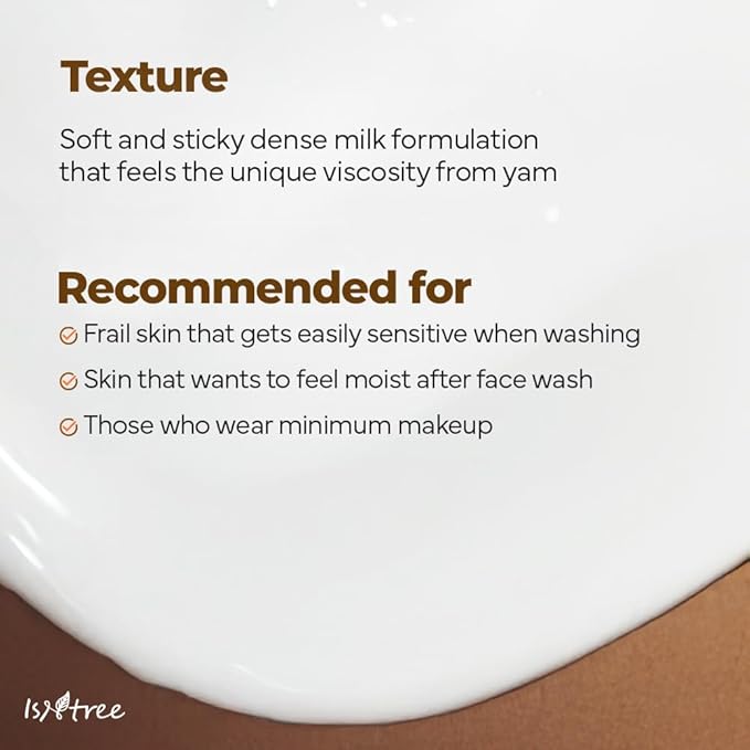 IsNtree Yam Root Vegan Milk Cleanser 220ml, 7.43 fl.oz | Korean Facial Cleanser for Sensitive Skin | Rich & Creamy Texture | Hydrating & Mild | Vegan & Cruelty-Free Skincare-GlimoraGlow