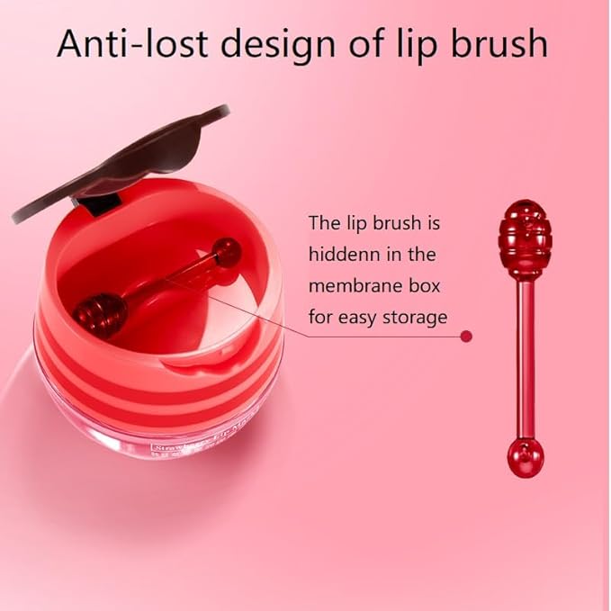 2 Pcs Lip Balm Honey Pot, Honey & Strawberry Moisturizing Lip Mask Reduces Lip Lines, Prevention Dry and Cracked Lip Scrubs Exfoliator. (Honey & Strawberry)-GlimoraGlow