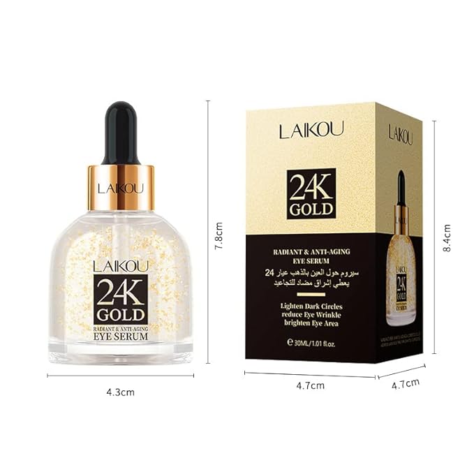 AKARY 24K Gold Eye Serum, Under-eye Firming Serum for Reduces Puffy Eyes, Dark Circles, Fine Lines, Under Eye Bags, Tightening, Hydrating Face Serum, Treatment for Skin Care with Nicotinamide and Vitamin E-GlimoraGlow