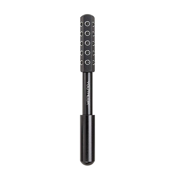 Radiance Roller – Germanium Stone Facial Massage Tool for Lifting, Sculpting, De-Puffing, Glow Boost, Energizing & Cooling Effect (Black)-GlimoraGlow