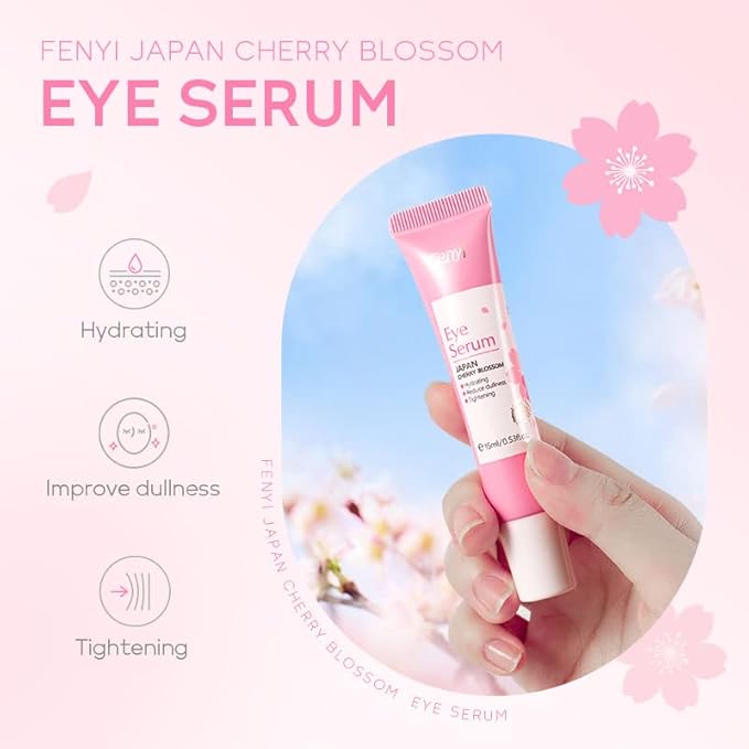 AKARY Cherry Blossom Eye Roller Serum Eye Moisturizer, Deep Hydration Eye Serum with Caffeine and Sodium Hyaluronate, Under Eye Cream to Reduce Dark Circles, Fine Lines, Smoothing Skin Care Treatment-GlimoraGlow