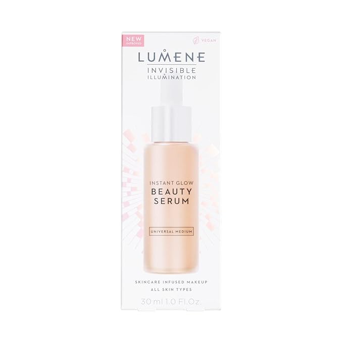 Lumene Invisible Illumination Instant Beauty Glow Serum - Sheer-Coverage Face Makeup + Brightening Serum - Infused with Nordic Algae and Vitamin E for Instant Radiance - Universal Medium (30ml)-GlimoraGlow