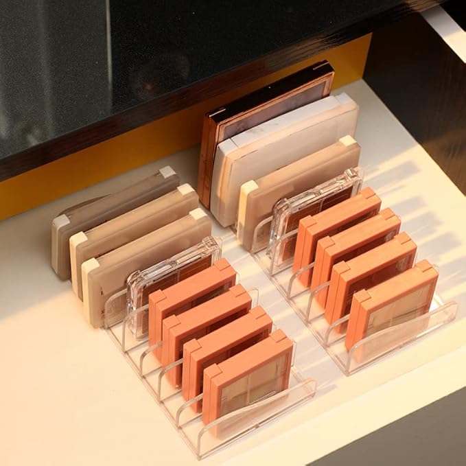 1 Piece 8-Section Acrylic Eyeshadow Organizer Cosmetic Makeup Palette Organizer Divided Makeup Organizer Eyeshadow Contour Blush Holder for Eyeshadow Palettes Blush Face Powder, Clear-GlimoraGlow