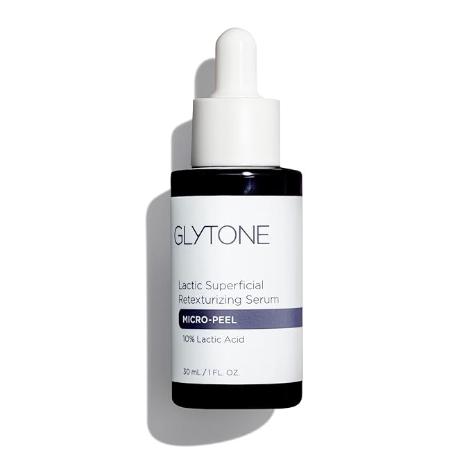 Glytone Micro-Peel Lactic Superficial Retexturizing Serum | Anti-Aging AHA Exfoliating Serum for Face with 10% Lactic Acid | Hydrates, Brightens & Reduces Wrinkles | Paraben-Free - 1 Fl oz-GlimoraGlow