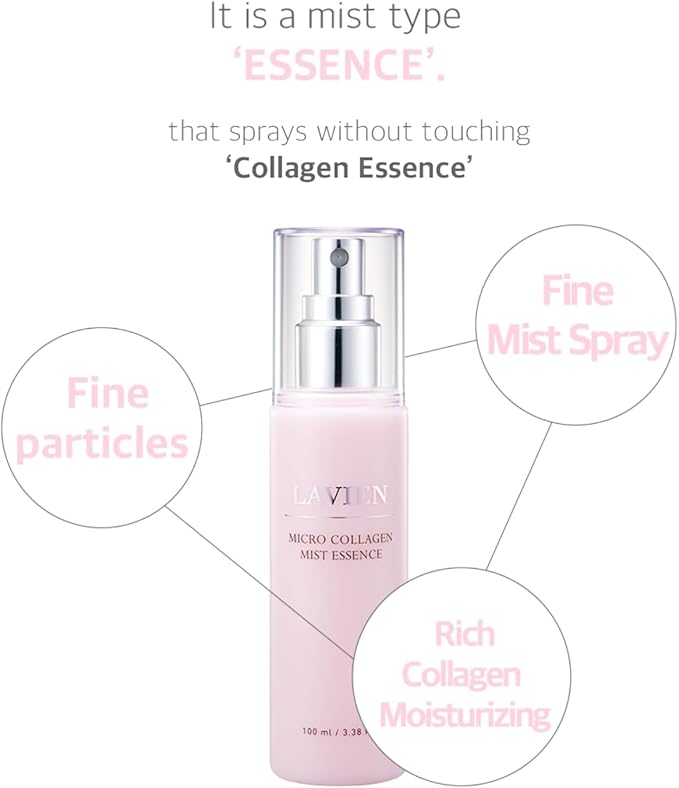 Lavien Micro Collagen Mist Essence - Hydrating Facial Spray, Redness and Smooth Skin - Suitable All Skin Types - 3.38 Fl Oz Bottle-GlimoraGlow