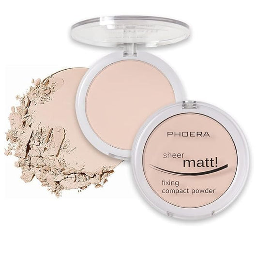 2 Pack PHOERA Matte Face Powder, Control Oil Brighten Skin Color Cover Blemish Makeup Face Setting Setting Powder 。 201-Translucent-GlimoraGlow