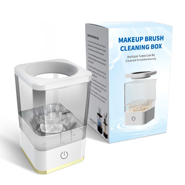Makeup Brush Cleaner, Neeyer Super-Fast Electric Brush Cleaner Machine Automatic Brush Cleaner Spinner Makeup Brush Tools White-GlimoraGlow