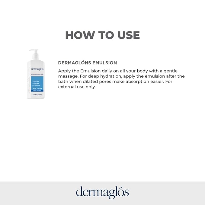 Dermaglos 2-pack Moisturizing Body Lotion for Dry Skin with Extra Vitamin A, Vitamin E & Allantoin | Hydrating & Regenerating formula for Stretch Marks, Tattoos, Scars & Wrinkles | 13.52 Fl Oz.-GlimoraGlow