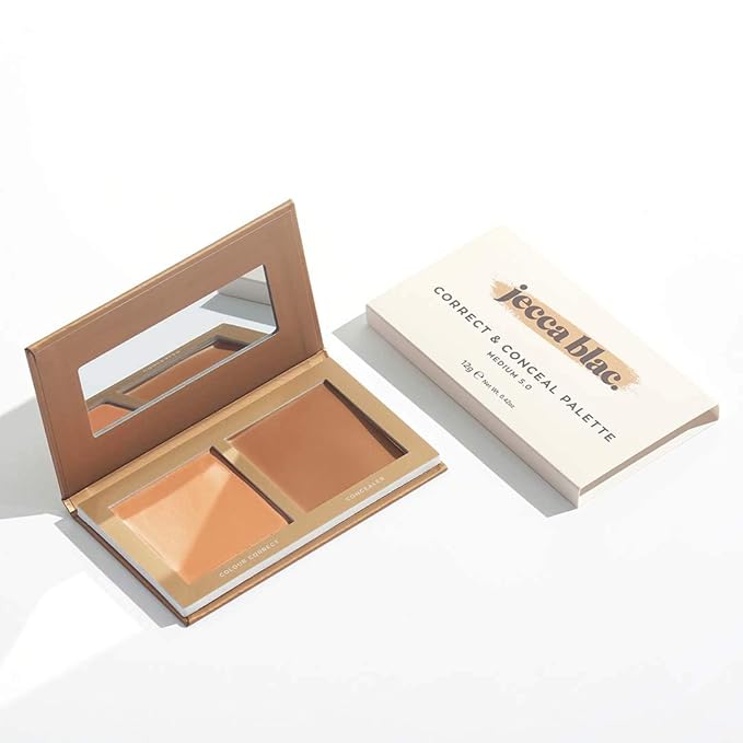 Jecca Blac Correct and Conceal Medium Coverage Palette, Lightweight Long Lasting Formula, Medium To Full Coverage, Gender Neutral and LGBTIQA+ Inclusive Make Up, Medium 5.0, 12g-GlimoraGlow