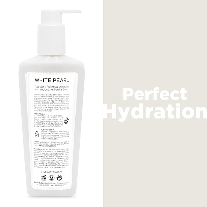 White Pearl Moisturizing Body Lotion with Coconut Butter and Hyaluronic Acid, 8.5 fl. oz.-GlimoraGlow