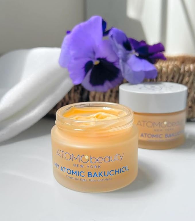 MY ATOMIC BAKUCHIOL Cream for Eyes, Face and Neck – Bakuchiol + Purified Quinoa Seed Polysaccharides | Anti-Aging, Lifting & Brightening | Retinol Alternative | Vegan & Dermatologically Tested – 45ml-GlimoraGlow