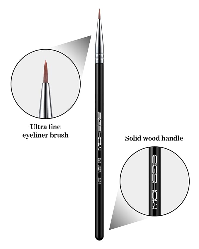 Eyeliner Brush Ultra Fine Point Premium Gel Eyeliner Brush Nylon Bristles Professional Makeup Tools for Lquid Powder And Paste Black (E819)-GlimoraGlow