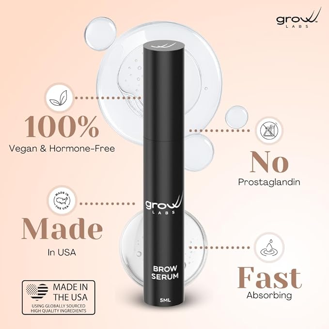 Eyebrow Growth Serum - with Biotin & Peptides - Eye Brow Serum for Growth - Vegan Brow and Lash Enhancer - Made in USA - Cruelty Free - 5ml-GlimoraGlow