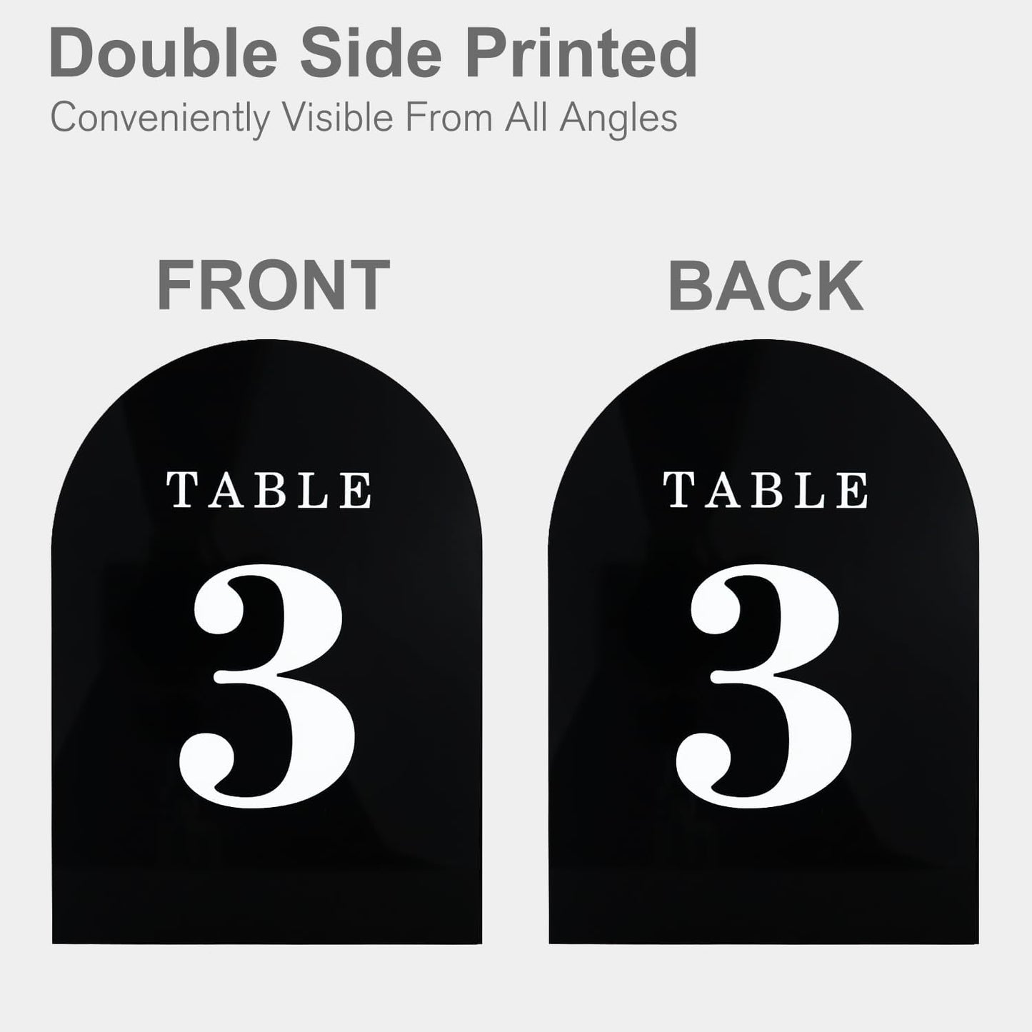 Wedding Table Numbers 1-15, Acrylic Arch Signs with Natural Wood Stands Holders, Rustic Table Decor for Reception & Parties (Black White)