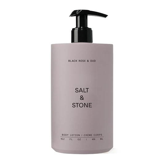 Salt & Stone Body Lotion for Women & Men| Scented Daily Body Lotion | Hydrates, Nourishes & Softens Skin | Restores Dry Skin | Fast-Absorbing | Cruelty-Free & Vegan (450 ml) (Black Rose & Oud)-GlimoraGlow