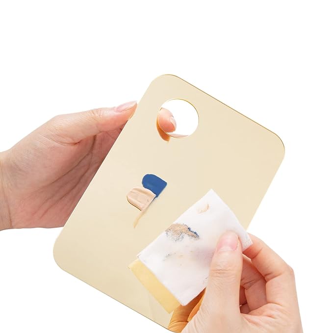 1 Pc Acrylic Cosmetic Makeup Palette Tray Foundation Spatula Makeup Mixing Palette Apply for Foundation Eye Shadow Lipsticks Nail Art Beauty Salon (Yellow)-GlimoraGlow