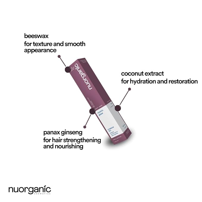 Nuorganic Brow Gel Clear - 6ml Natural Eyebrow Gel Clear, for Brow Growth | Vegan & Cruelty-Free Eyebrow Gel, Infused with Beeswax and Coconut Extract for Sculpting and Nourishing Brows-GlimoraGlow