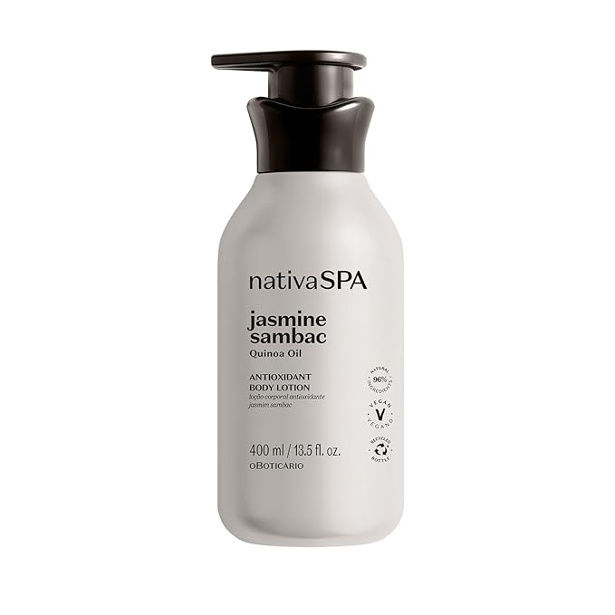 Nativa SPA by O Boticario Jasmin Sambac Anti-Stress Body Lotion, Fragranced Moisturizer Enriched with Purified Quinoa Drops to Boost Hydration, 13.5 Ounce (400ml)-GlimoraGlow