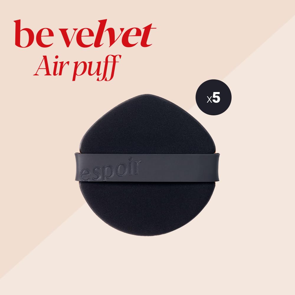 Espoir Be Velvet Air Puff 5ea | Flawless Face Makeup Fast and Easily | Makeup Sponge Applicator Air Cushion Powder Puff for Liquid Foundation, Cream, Powder, Concealer | Korean Base Makeup Tools-GlimoraGlow