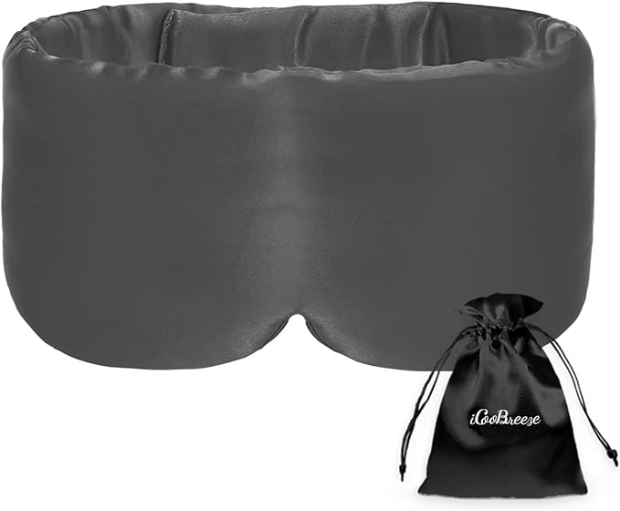 100% Handmade Bamboo Sleeping Eye Mask for Women for Men,Night Masks,Organic Sleep Mask,Blockout Eye Mask for Sleeping,Large Size Adjustable (1 PC, Dark Grey)-GlimoraGlow