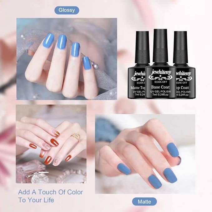 JEWHITENY Gel Nail Polish Kit, 36 Pcs 7ML Soak Off Gel Polish Set Pink Blue Green Yellow Gel Nail Kit Glitter Nail Art Starter Kit Beauty Gifts-GlimoraGlow
