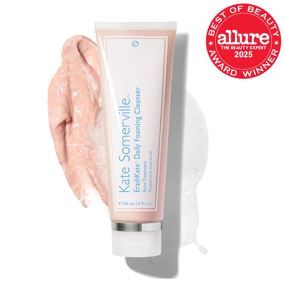 Kate Somerville EradiKate 3% Sulfur Daily Foaming Cleanser Acne Treatment – Clinically Formulated Medicated Face Wash Balances Skin & Cleans Pores, 4 Fl Oz-GlimoraGlow
