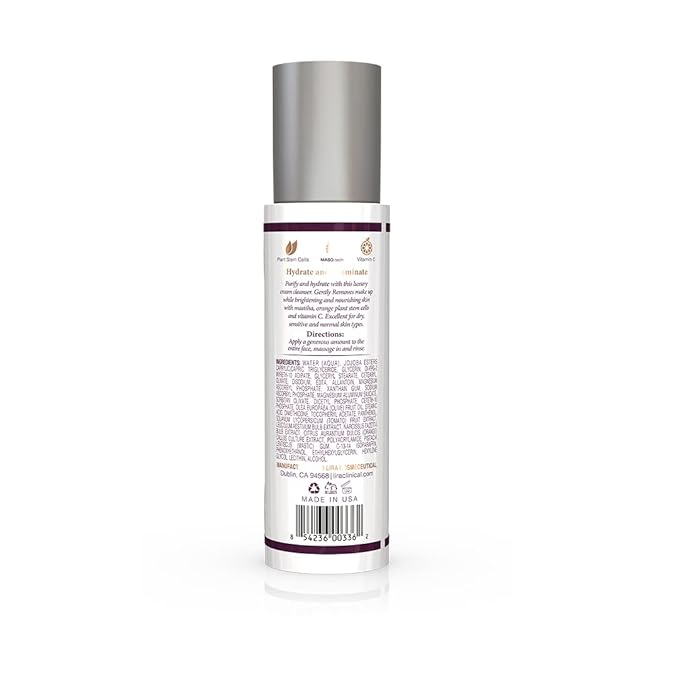 Lira Clinical MYSTIQ iLuminating Cleanser - Moisturizing Face Wash with Vitamin C, Orange Plant Stem Cells, and Plant Extracts - Gentle Facial Cleanser Supports Skin Barrier and Hydration - 6 Oz-GlimoraGlow