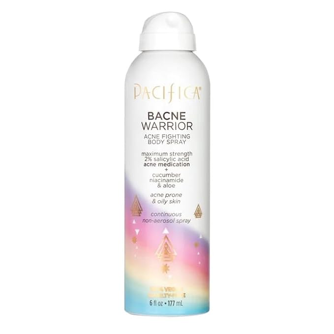 Pacifica Bacne Acne Cleanser Spray - Bacne Warrior - Body Spray for Acne Treatment - w/ 2% Salicylic Acid Niacinamide & Aloe - for Body, Chest & Back Acne for Teens & Adults Vegan Dermatologist Tested-GlimoraGlow