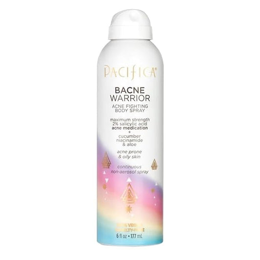 Pacifica Bacne Acne Cleanser Spray - Bacne Warrior - Body Spray for Acne Treatment - w/ 2% Salicylic Acid Niacinamide & Aloe - for Body, Chest & Back Acne for Teens & Adults Vegan Dermatologist Tested-GlimoraGlow