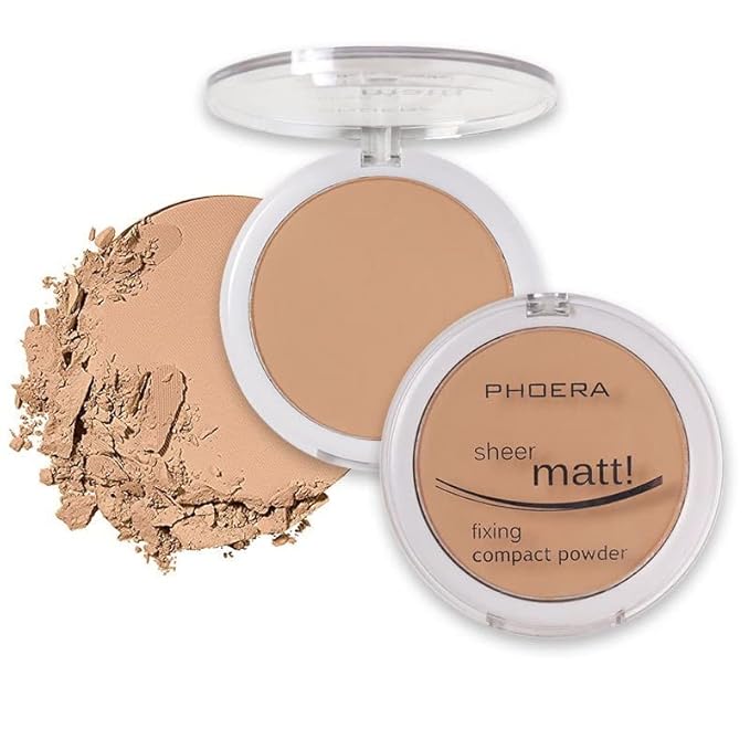 2 Pack Matte Face Powder, Control Oil Brighten Skin Color Cover Blemish Makeup Face Setting Setting Powder Foundation。204- Buff Beige-GlimoraGlow