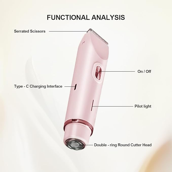 2 in 1 Womens Body Shaver,2025 Glow Aura Electric Razor, Dual Head Shaver Women, Electric Razor for Womens Legs, IPX7 Waterproof Wet & Dry Use Body Intimate Areas,Pink-GlimoraGlow