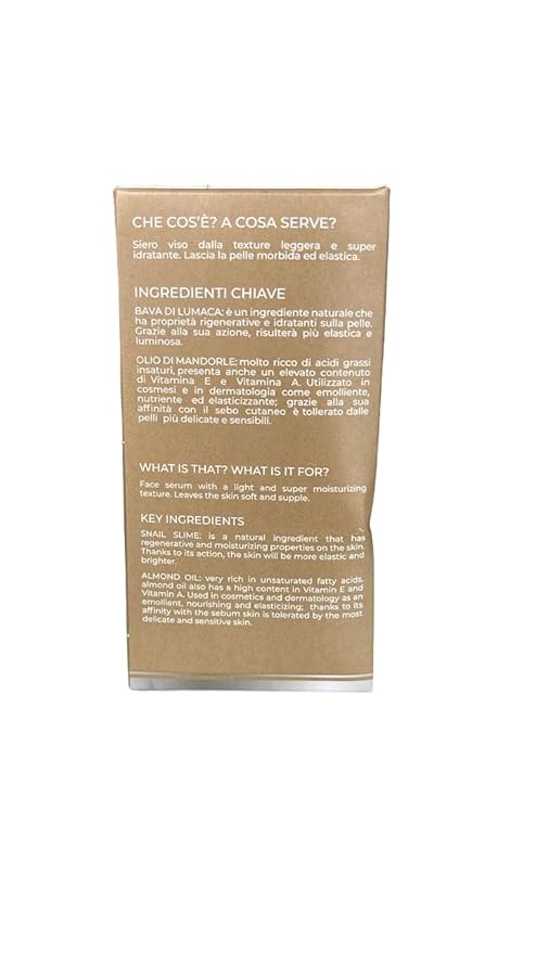 Siero Occhi e Labbra ala Bava di Lumaca e Olio di Mandorle with Snail Slime and Almond Oil for All Skin Types, 30 ml (Fl Oz 1.0) 1 unit - Made in Italy [italian import].-GlimoraGlow