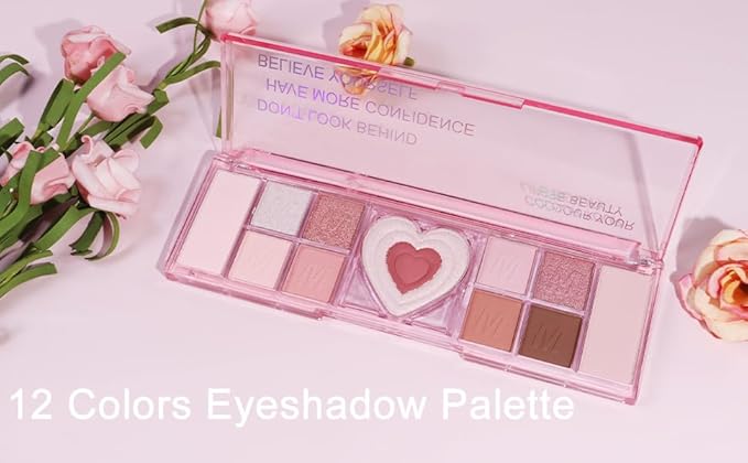 12 Colors Nude Natural Pink Matte Shimmer Eyeshadow Palette for Eye Makeup,High Pigmented Brown Eye Shadow Primers Powder Palet de sombras de ojos-GlimoraGlow