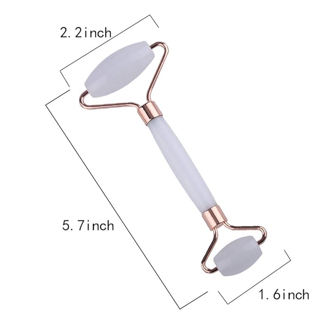 Jade Roller and Gua Sha Set - Facial Body Eyes Neck Massager Tool for Beautiful Skin Detox - Reduce Wrinkles Aging -（White Jade）-GlimoraGlow