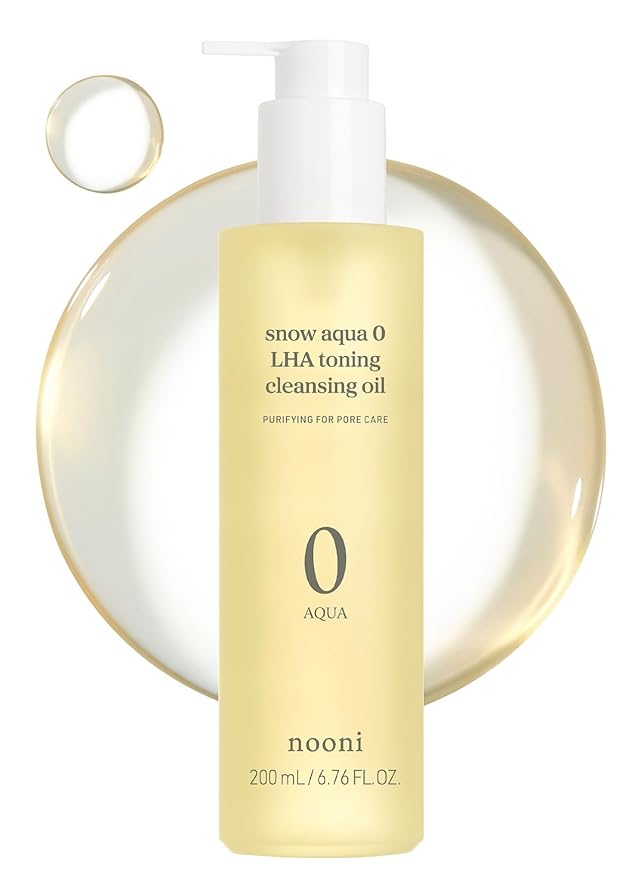 NOONI Facial Cleanser - Snow Aqua 0 LHA Toning Cleansing Oil | Makeup Blackhead Remover, Pore Control, Glass Skin, Help Control Sebum, Revitalizing, Moisturizing, Korean Skin Care, 6.76 Fl Oz (200 ml)-GlimoraGlow