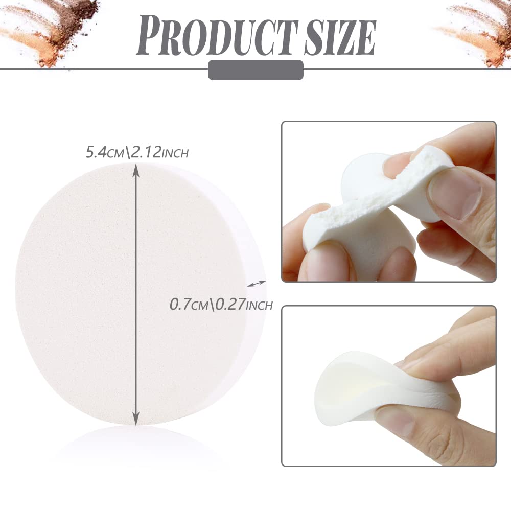 Vmiapxo 48 Pieces White Makeup Sponge, Cosmetic Sponge Round Foam Pad, Compact Facial Powder Puff, Beauty Makeup Foundation Powder Blender for All Skin Types Wet and Dry Dual Use-GlimoraGlow