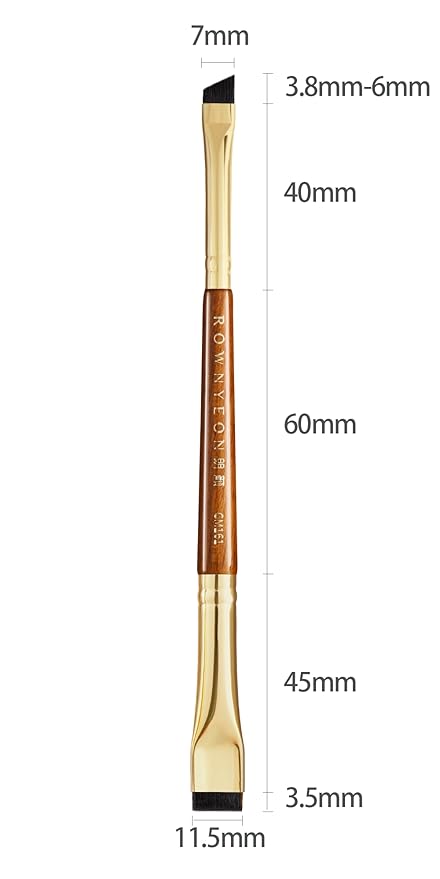Desert Oak Series Precision Thin Eyeliner Brush - Dual-Ended Angled & Concave Tips for Winged Lines/Tightlining, Gel & Liquid Liner Compatible, Ebana Handle (CM 161)-GlimoraGlow