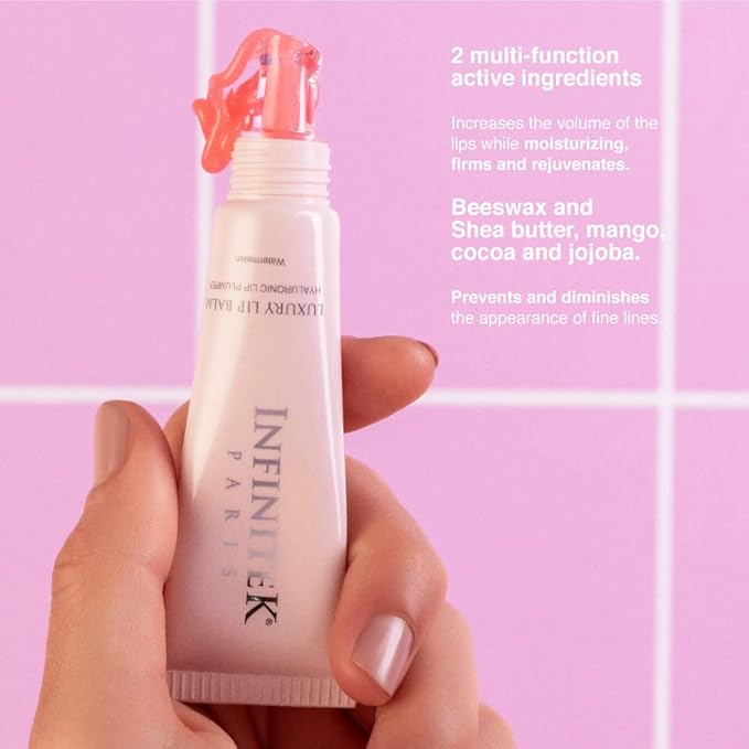 Infinitek Paris Luxury Lip Balm with Hyaluronic Acid - Hydrating Lip Gloss Plumper, Volumizing Tinted Lip Balm Makeup, Plumping Lip Gloss to Nourish & Repair Damaged Lips, 0.33 oz / 9.35 g-GlimoraGlow