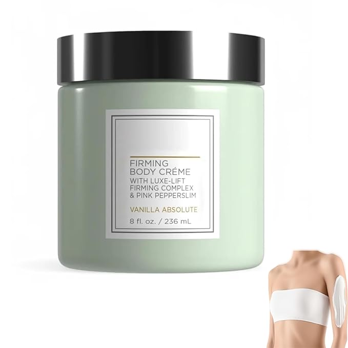 Champagne Firming Body Cream,Anti-Aging Tightening Cream with Luxe-Lift Complex,Skin Firming Cream for Hydrates Dry Skin, Fights Crepey Skin on Arms & Legs(8 Fl Oz, Sweet Almond Coconut)-GlimoraGlow