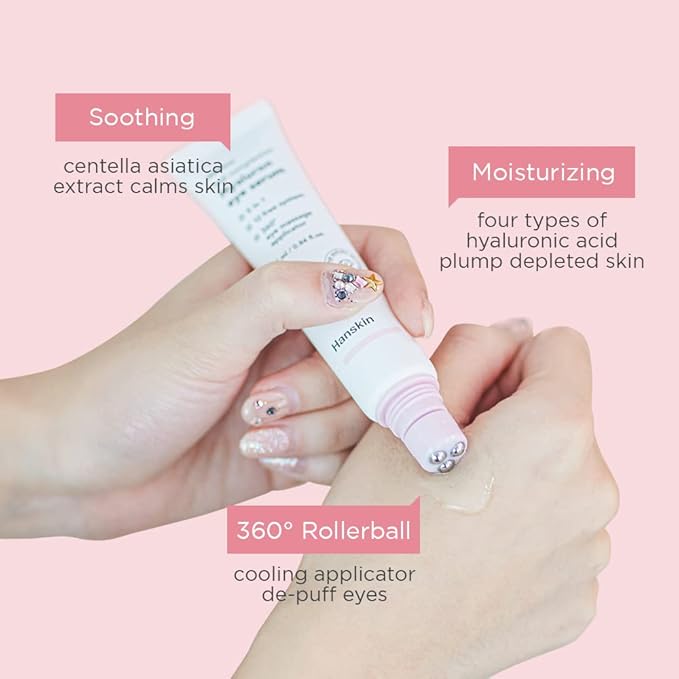 Hanskin Real Complexion Hyaluron Eye Serum, 360° Eye Massage Applicator, De-Puff Moisturize Hydrate [25ml]-GlimoraGlow