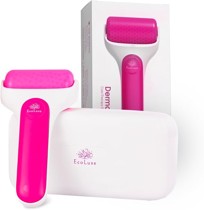 Skincare Ice Roller- Premium Facial & Eye Massage Roller with Freezer Case for Extended Cooling, Pain & Shingles Relief, Reduce Puffiness & Redness, Lymphatic Drainage, & Sun Relief-GlimoraGlow