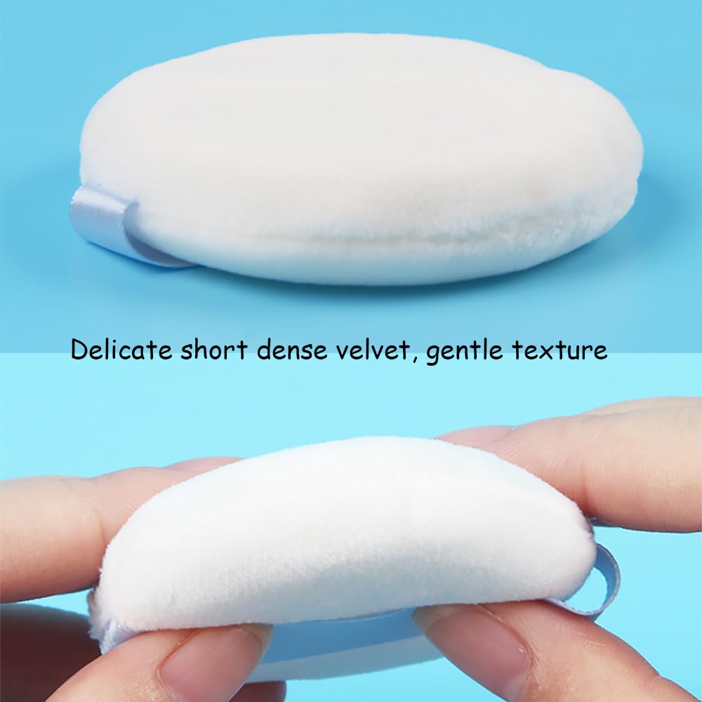 Ultra Soft Powder Puff and Container 3.3" High Density Velvet Dusting Washable Reusable Powder Puff,Body Powder Puff and Glass Jar Holder Loose Powder Box with Puff for Face Makeup(Gray)-GlimoraGlow
