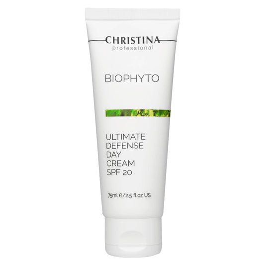 Christina Bio Phyto Ultimate Defense Day Cream Moisturizer with SPF 20-75 ml - Broad Spectrum UVA/UVB Protection Facial Moisturizer with Hyaluronic Acid & Vitamin B12- For Normal & Combination Skin-GlimoraGlow